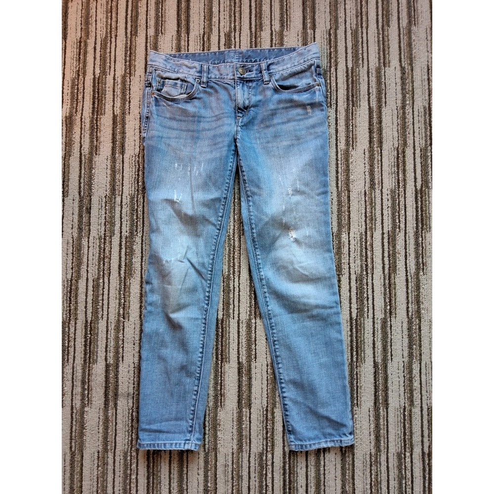 Loft Slim Boyfriend Jeans Womens 2 Light Wash Distressed 100% Cotton Denim